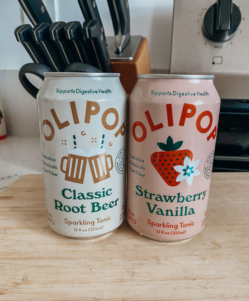 olipop classic root beer and strawberry vanilla healthy soda and sparkling tonic with prebiotics botanicals and plant fiber to support digestive health